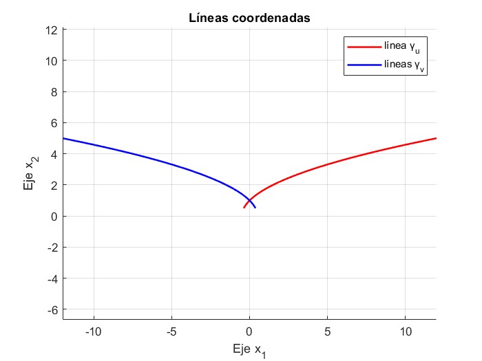 Líneas coordenadas asociadas en 2 dimensiones