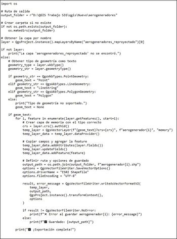 Código para la separación de objetos
