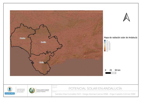 Figura1: Mapa de potencial solar en Andalucía