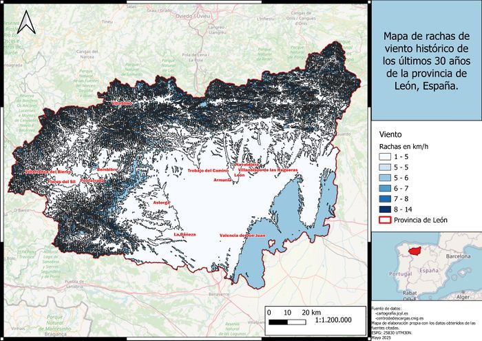 Ubicación del parque eólico en León