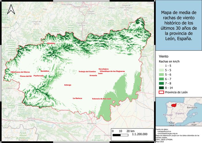 Ubicación del parque eólico en León