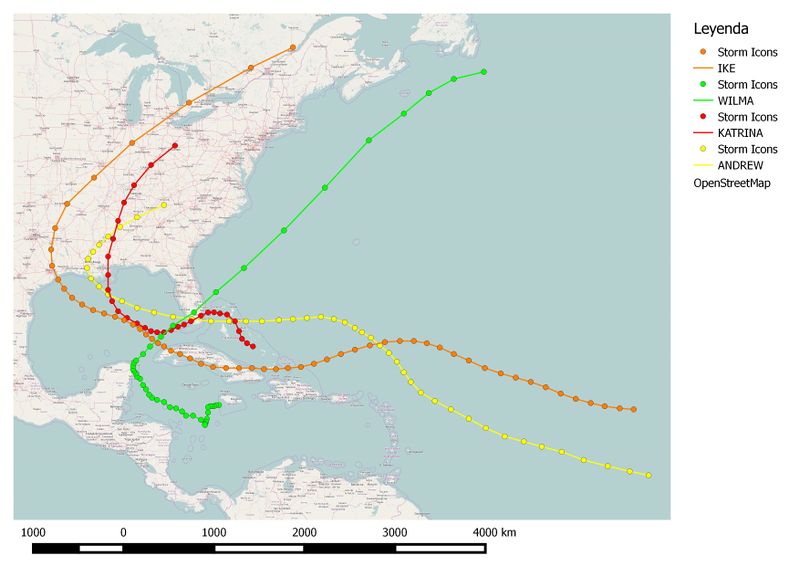 Trayectorias de huracanes