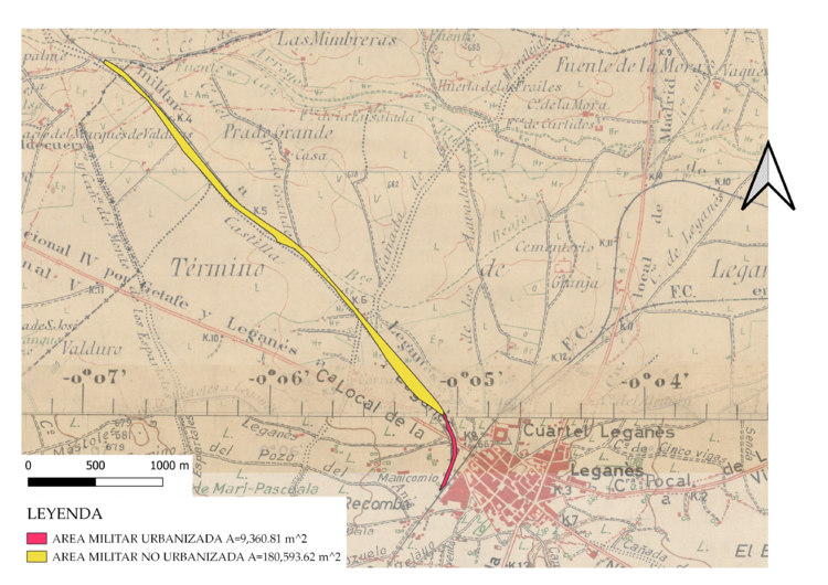 División área urbanizada frente área no urbanizada 1956