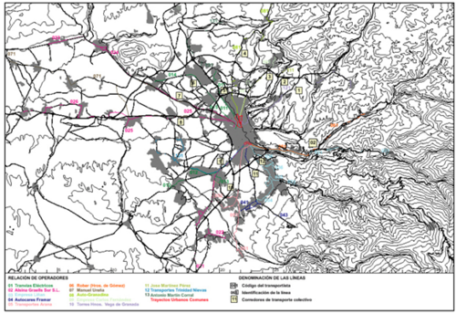 Esquema de la red de autobuses metropolitanos
