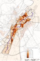 Ejemplo: secciones censales parcial o totalmente dentro del área de influencia de la alternativa 2